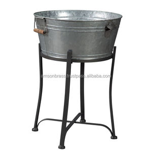 Classic Design Metal Wine Cooler Party Event Ice Beverage Cooler <b>Stand</b> Galvanized Wine <b>Champagne</b> Cooler & <b>Stand</b> - Product Image 2