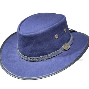 Sombrero de safari de algodón encerado azul, de ala ancha, para verano, para exteriores, con banda trenzada, para caza, pesca, unisex, protección solar. - Product Image 2