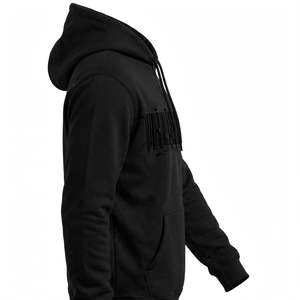 Sweat à capuche noir épais avec un design graphique glitch vert néon et rose vibrant et une capuche à cordon de serrage - Product Image 4