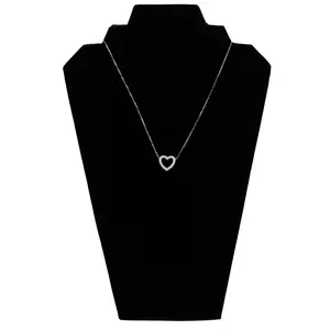 Pendentif Cœur en Moissanite Taille Princesse 1/2 CTW en Argent Sterling avec Chaîne à Maillons de 18 Pouces, Bijou Romantique pour Femme, Mariage et Fiançailles, Tishya - Product Image 4