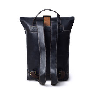 Sac à dos décontracté en cuir véritable de style classique, léger, tendance et polyvalent - Product Image 4