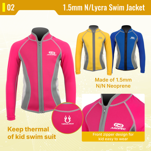 Chaqueta de Natación para Niños Aropec de Neopreno de 1.5mm, Manga Larga, Cierre Frontal, Protección Solar, Térmica, Costuras Planas, OEM/ODM - Product Image 3