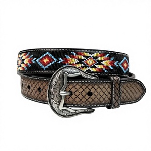 Ceintures en cuir western faites à la main, dernier design, ceintures florales unisexes pour hommes et femmes, style vintage en cuir de vache fait main - Product Image 1