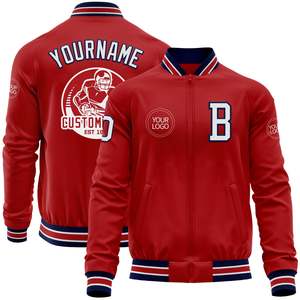 Elite Red White Letterman Jacket Men's <b>Baseball</b> Jacket Rib Knit Collar Cuffs Custom School Team Manufacturer - Product Image 1