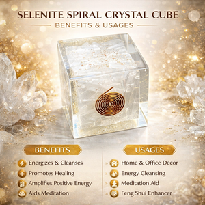 Cube de cristal d'orgone en sélénite naturelle avec générateur d'énergie en spirale de cuivre 5-6 CM, style amour, pierre décorative de guérison faite à la main - Product Image 5