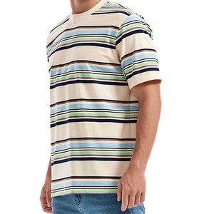 เสื้อยืดลายทางผ้าฝ้าย 100% หนานุ่ม สไตล์เรโทรคลาสสิค ทรงพอดีตัว สำหรับผู้ชาย เสื้อยืดลำลอง เนื้อผ้าหนา นุ่มสบาย ยอดนิยมในตลาดยุโรป - Product Image 5