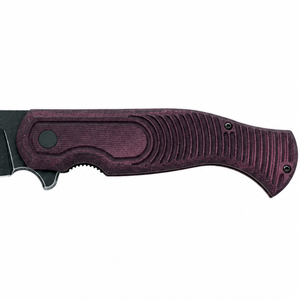 Burgundy Textured Handle Folding Pocket Knives with Black Spear Point Blade Finger Guard and Contoured Grip for <b>Outdoor</b> Use XL - Product Image 2