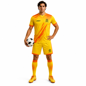 Ensemble d'uniformes de football personnalisés pour hommes et garçons, vêtements de sport professionnels pour équipe, maillot à manches courtes respirant, short, ensemble - Product Image 2