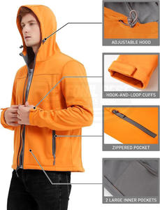 Vestes softshell pour homme, coupe slim, doublées en polaire, col montant, fermeture éclair, couleur contrastée, résistantes à l'eau, manteau d'hiver pour la neige - Product Image 3