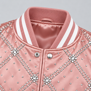 Chaqueta Bomber de Satén con Pedrería para Hombre, Prenda Exterior de Moda con Cristales y Tela Brillante, Diseño Elegante para Uso Casual - Product Image 6