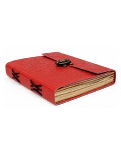 Red Leather Journal with Brass Latch – Celtic Embossed Cover Black Lace Stitched Spine Deckle Edge Handmade <b>Paper</b> Wholesale - Product Image 1