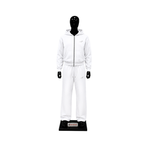 White <b>Full</b> <b>Zip</b> <b>Hoodie</b> Tracksuit Men Custom Logo Two Piece Casual Streetwear Jogging Suit Relaxed Fit Sportswear Set Wholesale - Product Image 1