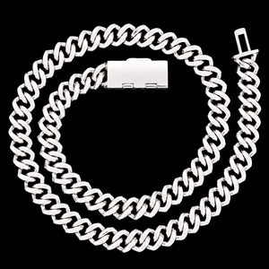 Collar de Cadena Cubana FATBOY para Hombre, Chapado en Plata 925 con Diamantes de Moissanita, Estilo Hip Hop, Cadena de Eslabones Tipo Cuchilla con Micro Pavé Completo - Product Image 2