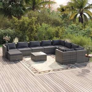 Conjunto de Muebles de Jardín de Poliratán Gris Antracita con Cojines - Product Image 1