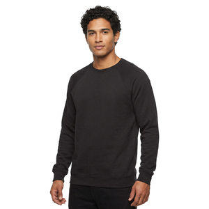 Sudadera de Cuello Redondo con Mangas Raglán Negras para Hombre, 100% Algodón, Felpa Francesa, Corte Regular, Estilo Casual para Otoño - Product Image 4