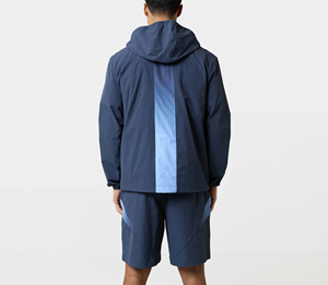 Ensemble de survêtement pour homme, color-block, manches longues, à capuche, fermeture éclair, sportif, léger, polyester, short d'été, séchage rapide, respirant - Product Image 6