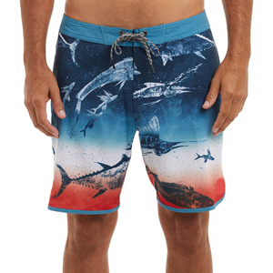 Men's <b>Light</b> Blue Sublimation Swim Shorts With Fish Print Quick Dry Drawstring Casual <b>Board</b> Shorts - Product Image 1