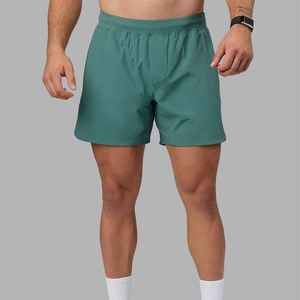 Shorts de sport décontractés pour homme, vert uni, séchage rapide, taille mi-haute avec cordon de serrage, tissé 100% polyester, X Sports City 180g - Product Image 1