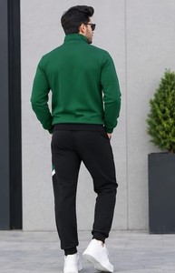 Men's Green Color Blocking <b>Track</b> <b>Jacket</b> Hooded Full Sleeve Sporty Streetwear Winter Wear Regular Fit Side Pockets Fleece 100% - Product Image 4