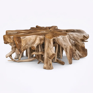 Elegante Mesa de Centro de Raíz de Teca Natural, Mesa de Centro Rústica de Forma Libre, Muebles de Sala de Estar Artesanales de Lujo - Product Image 3