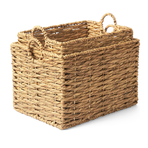 Water Hyacinth <b>Basket</b> With Handle Nice Style, Eco-Friendly <b>Basket</b> Best Storage Solution For Bedroom, Living Room From Vietnam - Product Image 3