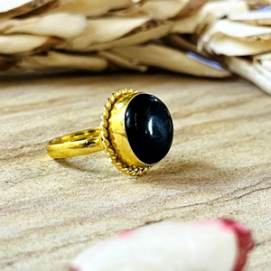 New Arrival Boho Rope <b>Statement</b> <b>Ring</b> Brass <b>Rings</b> Women 18k Gold Plated Vintage Onyx Jewelry Ethnic Cocktail Wholesale/OEM/ODM - Product Image 6