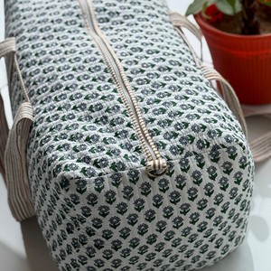 Floral Print Cotton <b>Duffel</b> <b>Bag</b> With Striped Handles Zipper Closure Large Capacity Weekender Travel <b>Bag</b> Shopper Trendy Weekender - Product Image 5