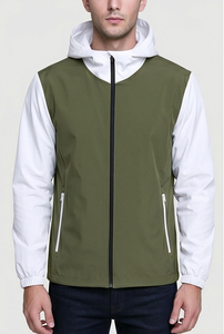 Chaqueta cortavientos con capucha para hombre/100% nailon/poliéster con cremallera completa y bolsillos laterales/Chaqueta cortavientos ligera e impermeable - Product Image 2