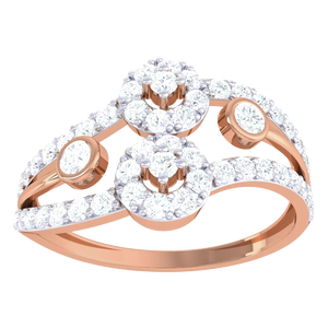 แหวนเพชรวงกลมสองชั้นดีไซน์หรูหราสีทองสำหรับของขวัญหมั้นและงานแต่งงาน - Product Image 5