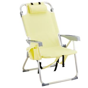 63*70*99cm Yellow Beach Chair 100kg Bearing Capacity Heightened Oxford Cloth Silver White Aluminum Tube Supports 100kg - Product Image 1