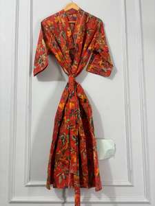 Kimono de Algodón Estampado a Mano con Cuello en V, de Secado Rápido, Manga Larga, Hecho a Mano, Ligero, para Damas de Honor - Product Image 4