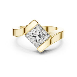 Anillo de Oro Rosa de 14K con Diamante Cultivado en Laboratorio, Estilo Princesa, para Uso Diario, para Mujer |   Diamante Cultivado Nuevo - Product Image 3