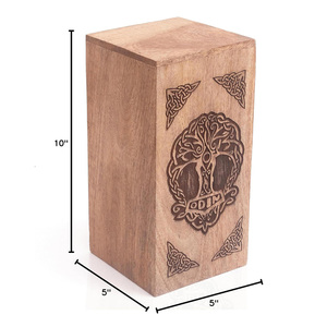 Venta caliente Indian Glance Caja de urna de madera Mango Urna de madera para cenizas humanas y mascotas Árbol DE LA VIDA Urna de cremación funeraria Suministro al por mayor - Product Image 2