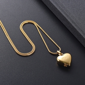 Collier urne cœur personnalisé en acier inoxydable doré, gravé « Papa », bijou commémoratif étanche pour cendres avec chaîne serpent - Product Image 4