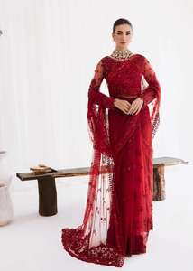 Superbes styles de costumes pour femmes avec broderie intégrale en filet et travail manuel - Product Image 6