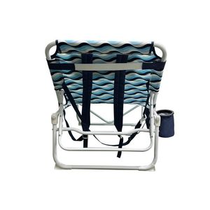 Sedia Sdraio da Spiaggia Oversize con Zaino in Tessuto Blu Ondulato - Product Image 3