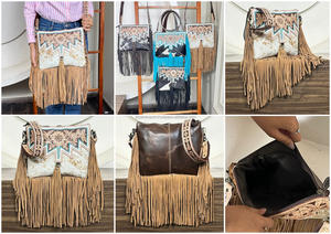 Bolso Bandolera de Cuero Vacuno Genuino Hecho a Mano, con Flecos Largos, a la Moda, Venta al Por Mayor, Perfecto para Mujeres - Product Image 3