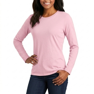 Solid Women Casual Long Sleeve T Shirt Premium Soft Cotton Fabric Lightweight Regular Fit Fashion Daily <b>Top</b> - Product Image 2