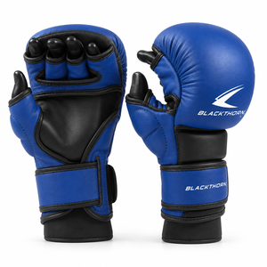 ถุงมือชกมวย MMA แบบสั่งทำพิเศษ สำหรับฝึกซ้อมคิกบ็อกซิ่ง มวยไทย ระบายเหงื่อได้ดี ปิดแบบผูกเชือก สายรัดข้อมือแบบตีนตุ๊กแก วัสดุ PU+ฟองน้ำ - Product Image 1