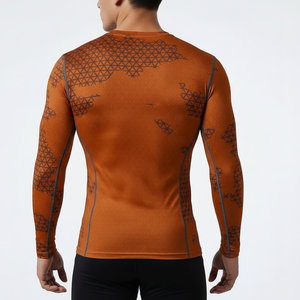 OEM Custom Design 100%Polyester <b>Men</b> Athletic Rash Guard Custom Sublimation Printing Grappling Jiu Jitsu MMA <b>Compression</b> <b>Shirts</b> - Product Image 4