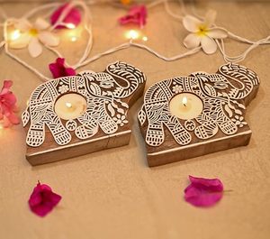 Handmade Wooden Hand Design <b>Tea</b> Light Candle Holder Decorative Rustic Candle <b>Stand</b> for Home Decor, Table Centerpiece & Gift Us - Product Image 5