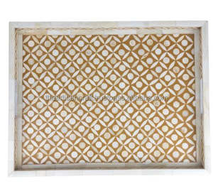 Bandeja de Servir Clásica Hecha a Mano con Incrustaciones de Hueso, Vajilla, Almacenamiento, Decoración para el Hogar, Regalo - Product Image 4