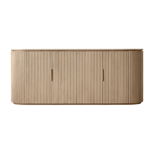 Luxury Japandi <b>Sideboard</b> Solid Teak Curved Fluted Cabinet Elegant <b>Storage</b> Console with Shelves for Dining Living Room - Product Image 1