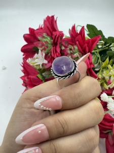 Natural Amethyst Oval <b>Statement</b> <b>Ring</b> Brass 925 Silver Plated Handmade Big Gemstone <b>Ring</b> for Women Wholesale - Product Image 2