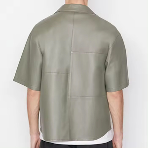 Chemise zippée en cuir PU respirant et écologique, grande taille, personnalisée 2026, avec appliques brodées et les meilleures broderies pour hommes - Product Image 3