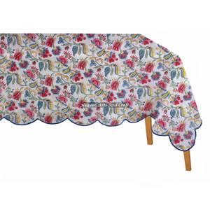 Hermosa Cubierta de Mesa Rectangular con Borde Festoneado, Estampada a Mano en Algodón, para Bodas, Restaurantes, Cocina y Comedor, Fabricante - Product Image 3