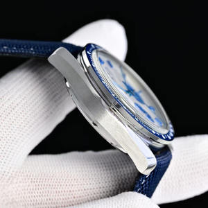 Men's Stainless Steel <b>Automatic</b> <b>Chronograph</b> Watch with Blue Dial and Fabric Strap 42mm Sport Style Sapphire Crystal - Product Image 5