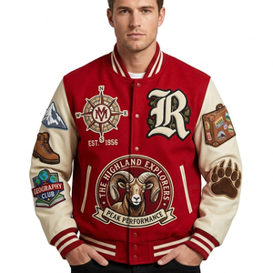 Veste de baseball universitaire en cuir et laine brodée chenille vintage pour homme, style varsity, avec manches en cuir, poids lourd, OEM - Product Image 6