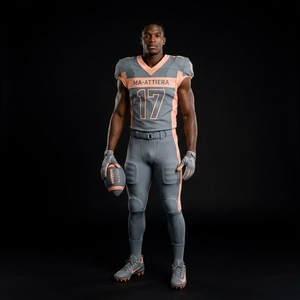 Custom Gray Peach American Football Jersey <b>Padded</b> <b>Pants</b> Set Team Uniform Sportswear Wholesale Manufacturer Supplier - Product Image 2