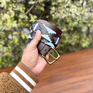 Cinturón de Polo de Cuero de Búfalo con Hilo Encerado, Hebilla de Aleación de Zinc, Acabado a Mano, Calidad Premium, Duradero, 35MM, Bordado Personalizado - Product Image 6